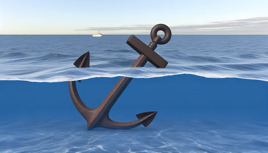 An anchor amidst waves symbolizing faith’s stabilizing power.