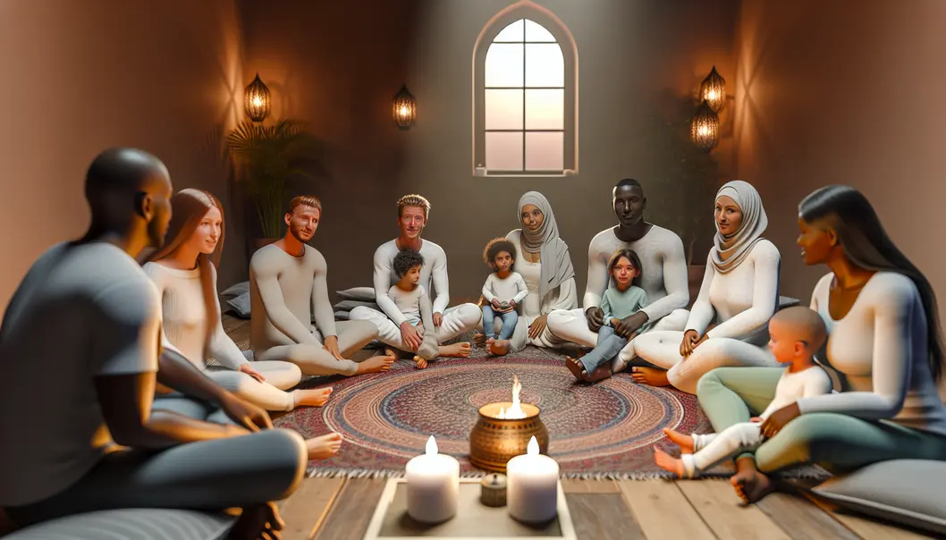A family gathered in a dedicated prayer space, enhancing their spiritual connection.